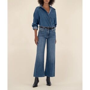 Kut From The Kloth Meg High Rise Fab Ab Wide Leg Jean Indigo 6 New With Tags